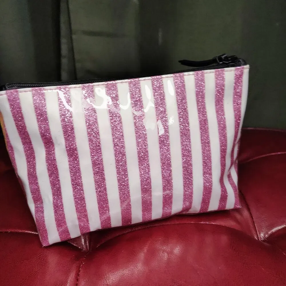 #PH17 - VICTORIA'S SECRET COSMETICS BAG - SPARKLY WHITE AND PINK GLITTER